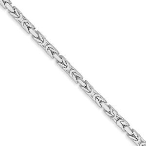 2mm, 14k White Gold, Solid Byzantine Chain Necklace, 20 Inch